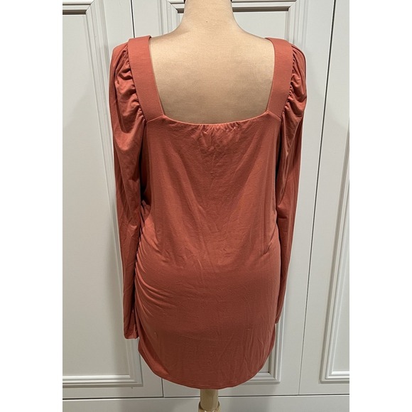 Boston Proper Ruched Stretch Dress Square Neck Milkmaid Mini Bodycon Sexy - Picture 5 of 9